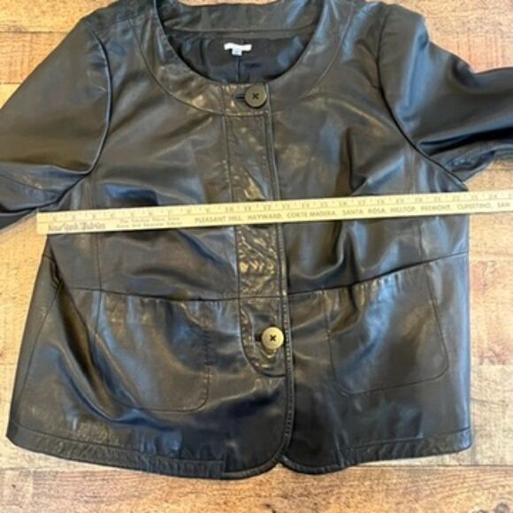 Semantiks Black Leather Jacket Button Front Plus Size 1X Pockets - Picture 5 of 11
